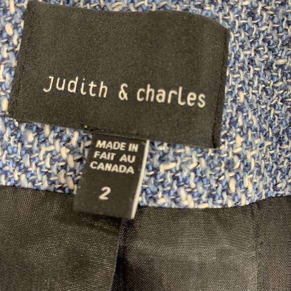 Judith & Charles Cropped tweed Blazer removable  leather  hem Women's Size 2 - Picture 2 of 13